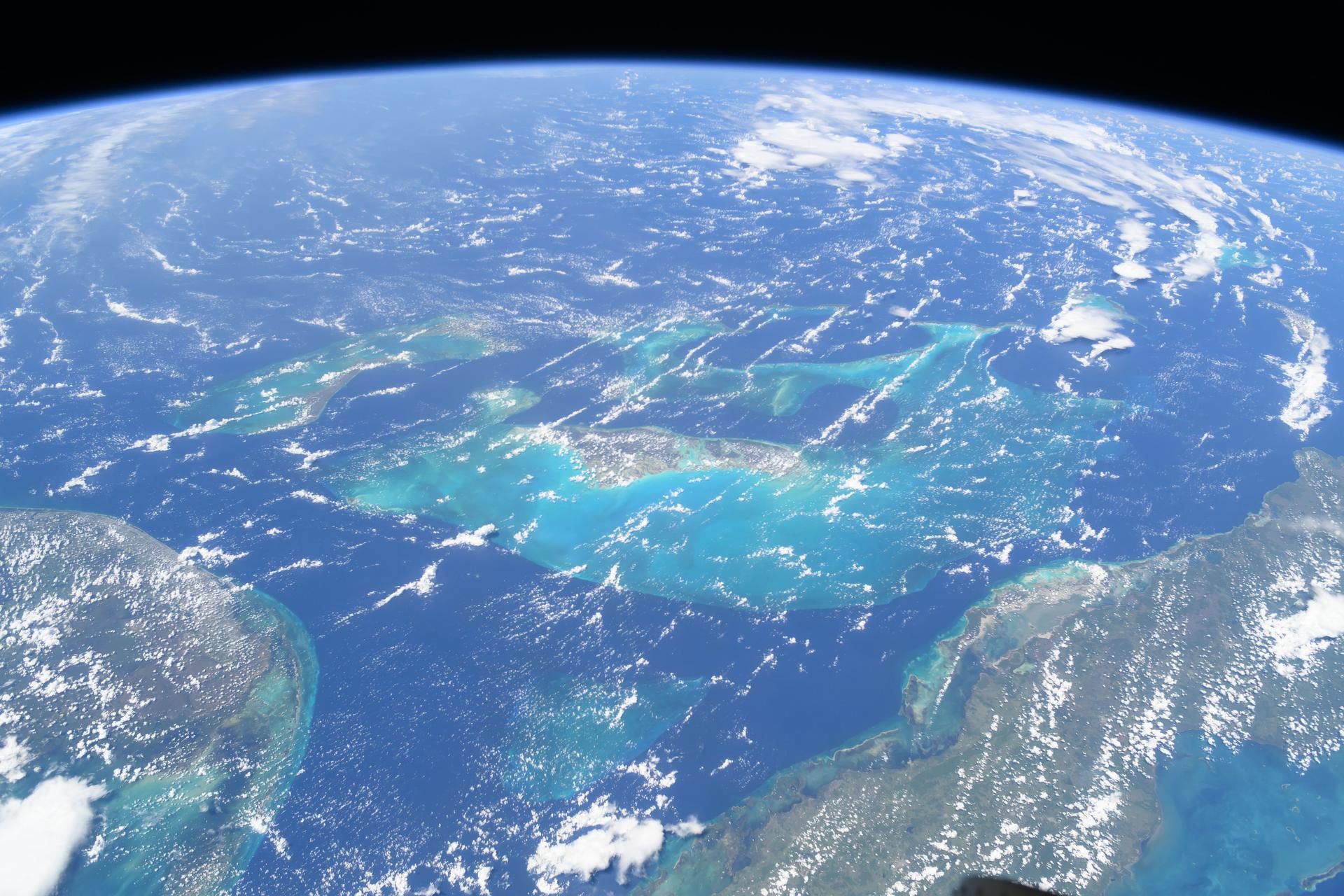 The turquoise shallow waters of The Bahamas photographed from the ISS