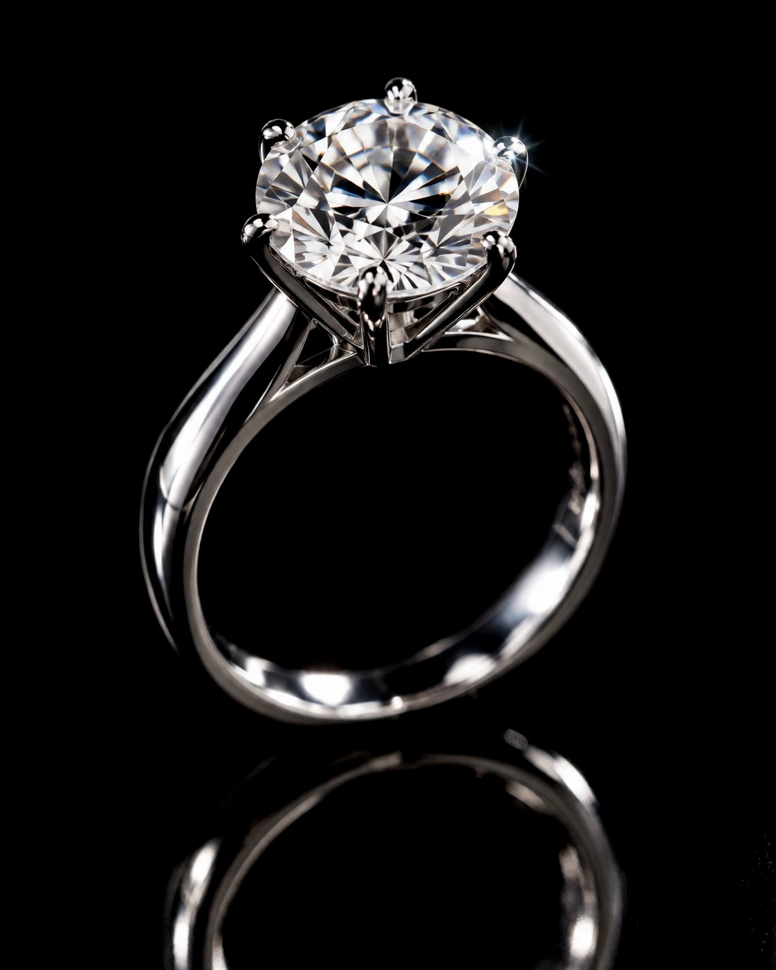 The finished solitaire ring in platinum
