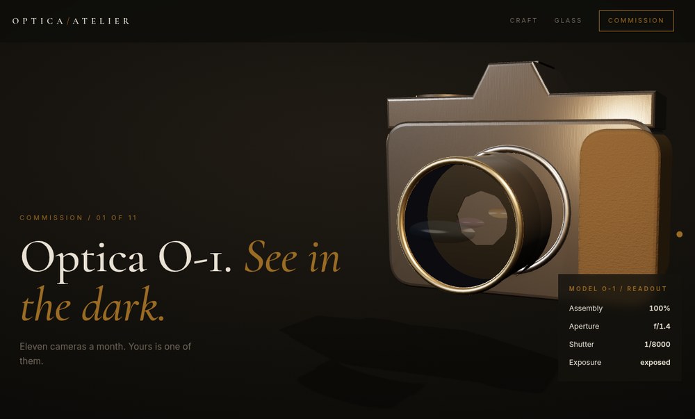 OPTICA O-1 website preview
