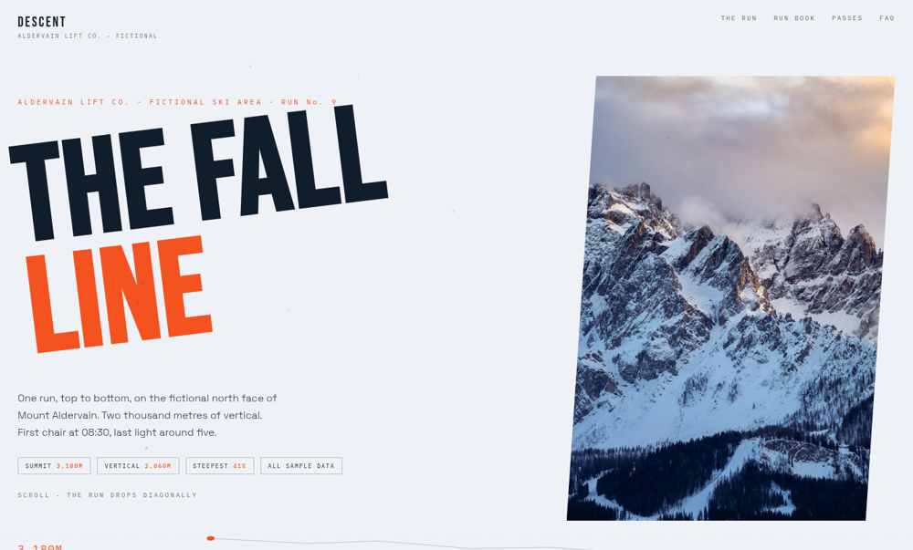 DESCENT ski run website preview
