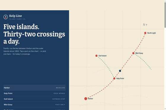 kelp line island ferry website preview