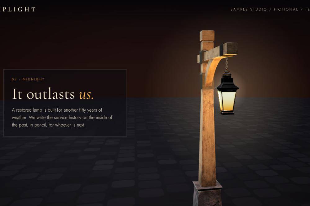 LAMPLIGHT street-lamp restoration website preview