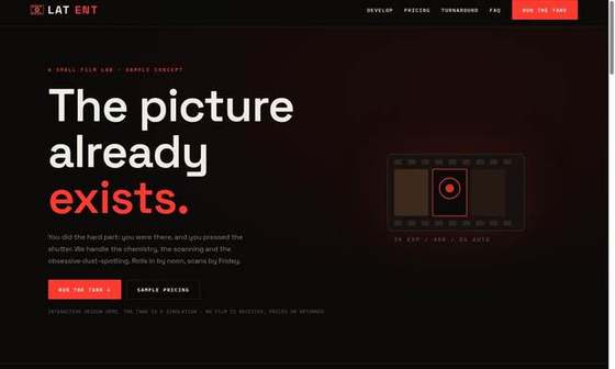 latent film lab website preview