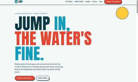 lido public swim club website preview